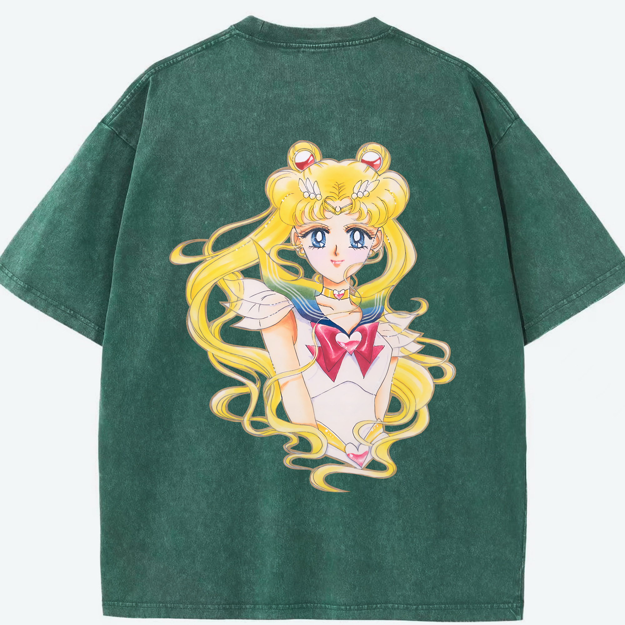 （画像用） 美少女戦士セーラームーン 月野 うさぎ つきの うさぎ Sailor Moon Tsukino Usagi 綿100% ヴィンテージ風 半袖Tシャツ（背面プリント）